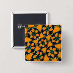 Bóton Quadrado 5.08cm Padrão de Flores de Abstrato exclusivo