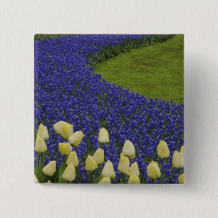 Bóton Quadrado 5.08cm Padrão de jardim de flores de Jacinto de Uva e 2