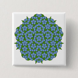 Bóton Quadrado 5.08cm Padrão de Rhombus Penrose Verde e Azul