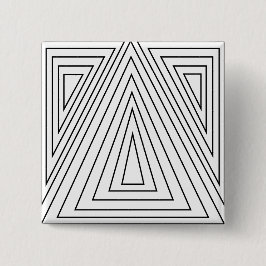 Bóton Quadrado 5.08cm Padrão de Triângulo Concentrado Preto e Branco