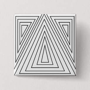 Bóton Quadrado 5.08cm Padrão de Triângulo Concentrado Preto e Branco