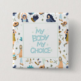 Bóton Quadrado 5.08cm Padrão Floral Pro-Choice