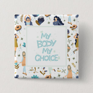 Bóton Quadrado 5.08cm Padrão Floral Pro-Choice