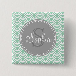 Bóton Quadrado 5.08cm Padrão Moderno da Cinza Monogramada