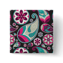 Padrão Paisley Rosa e Turquesa