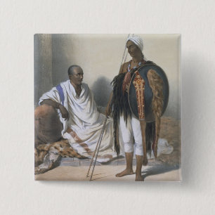 Bóton Quadrado 5.08cm Padre e guerreiro Abyssinian, ilustração de '