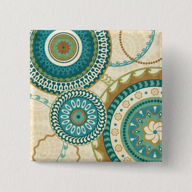 Bóton Quadrado 5.08cm Padrões circulares (Frente)