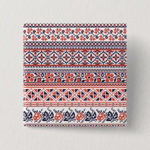 Bóton Quadrado 5.08cm Padrões design de pontos cruzados