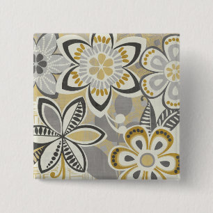 Bóton Quadrado 5.08cm Padrões florais contemporâneos