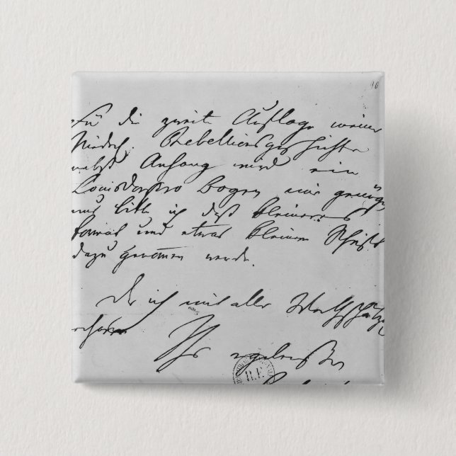 Bóton Quadrado 5.08cm Página do texto com sua assinatura (Frente)