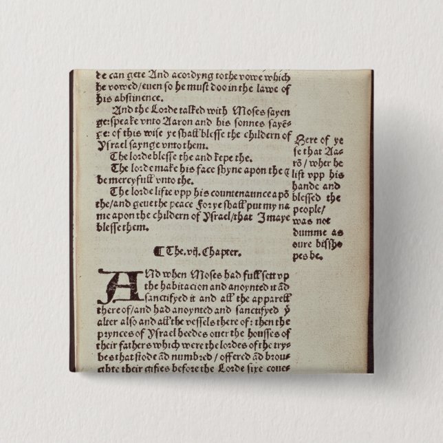 Bóton Quadrado 5.08cm Página do texto do antigo testamento (Frente)