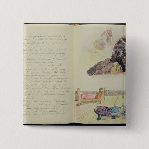 Bóton Quadrado 5.08cm Páginas de Paul Gauguin de "Noa Noa", 1893-94