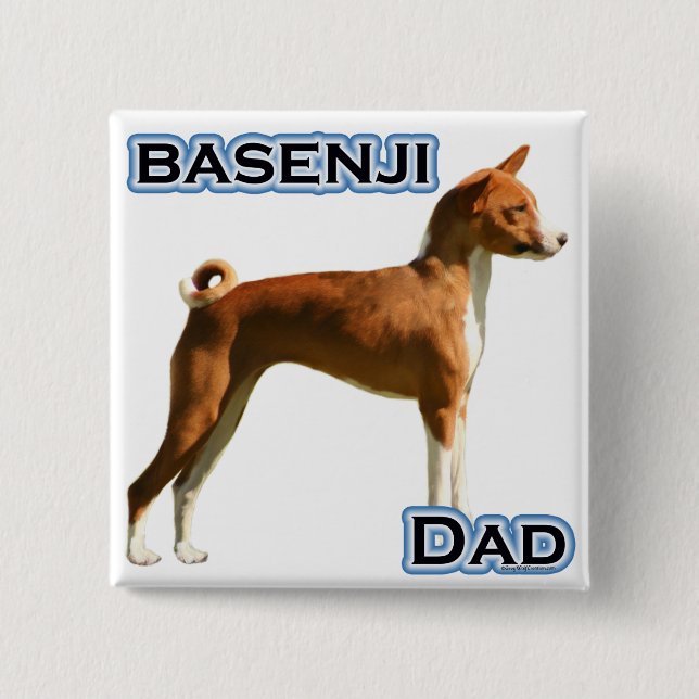 Bóton Quadrado 5.08cm Pai 4 Basenji (Frente)