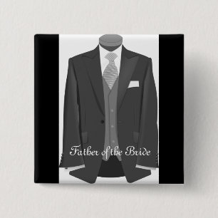 Bóton Quadrado 5.08cm Pai Casado da Noiva Pin Button Crachá Gift