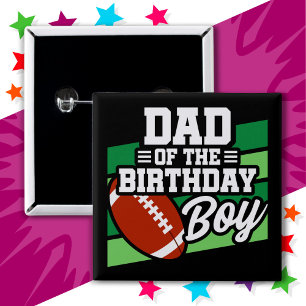 Bóton Quadrado 5.08cm Pai de futebol infantil do menino de aniversário