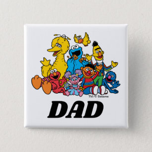 Bóton Quadrado 5.08cm Pai de primeiro aniversario do Sesame Street Pals
