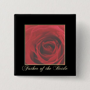 Bóton Quadrado 5.08cm Pai elegante da rosa vermelha do KRW do Pin da