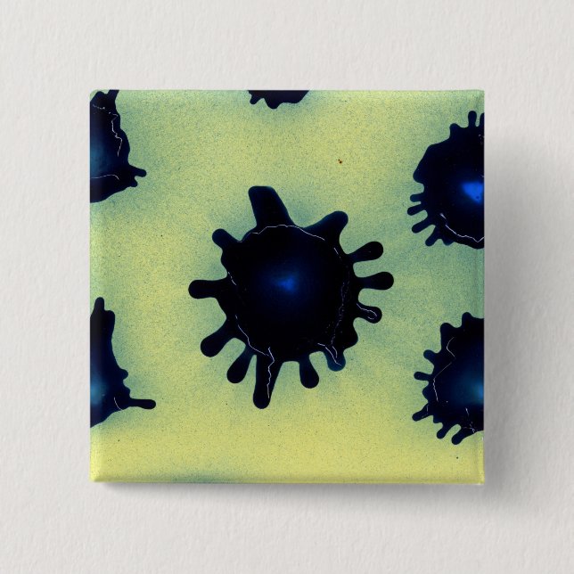 Bóton Quadrado 5.08cm Paint Splatter em Azul (Frente)