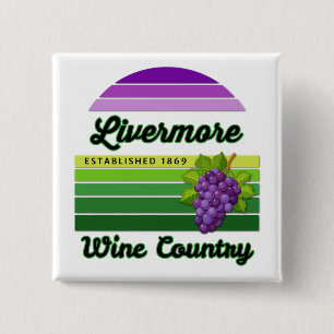 Bóton Quadrado 5.08cm País do Vinho de Livermore Uvas Listras Roxas Verd