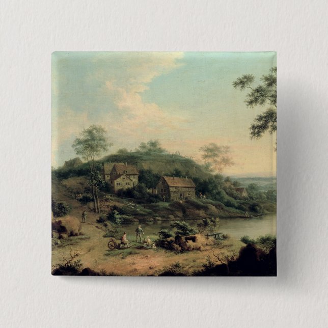Bóton Quadrado 5.08cm Paisagem, 1758 (Frente)