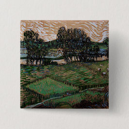 Bóton Quadrado 5.08cm Paisagem com Ponte sobre o Oise (van Gogh)