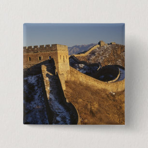 Bóton Quadrado 5.08cm Paisagem da Grande Muralha ao pôr do sol, China