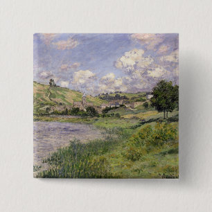 Bóton Quadrado 5.08cm Paisagem de Claude Monet  , Vetheuil, 1879