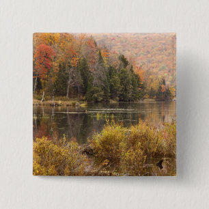 Bóton Quadrado 5.08cm Paisagem de outono com lago, Vermont, EUA 3