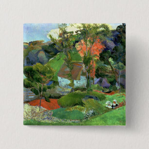 Bóton Quadrado 5.08cm Paisagem de Paul Gauguin em Pont Aven, 1888