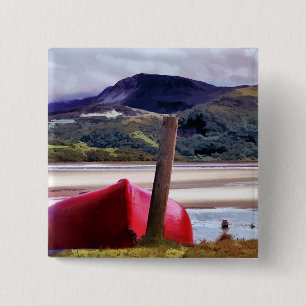 BÓTON QUADRADO 5.08CM PAISAGEM DO BARCO E DA MONTANHA