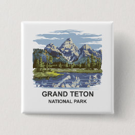 Bóton Quadrado 5.08cm Paisagem Nacional do Grande Teton
