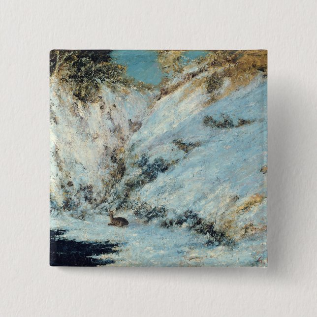 Bóton Quadrado 5.08cm Paisagem nevado, 1866 (Frente)
