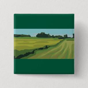 Bóton Quadrado 5.08cm Paisagem Rural Verde