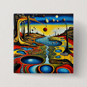 Bóton Quadrado 5.08cm Paisagem Surreal