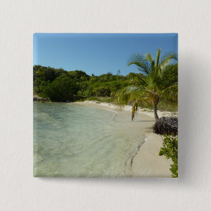 Bóton Quadrado 5.08cm Paisagem tropical bonita de antiguan Beach