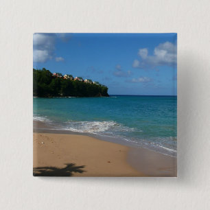 Bóton Quadrado 5.08cm Paisagem tropical de férias na praia do santo Lú