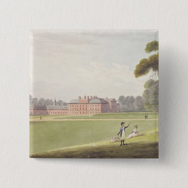 Bóton Quadrado 5.08cm Palácio de Kensington (Frente)