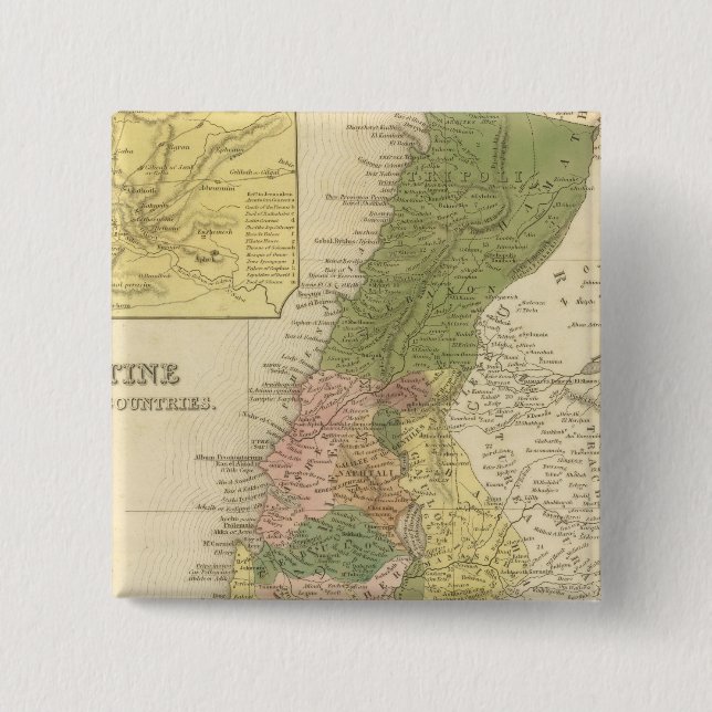 Bóton Quadrado 5.08cm Palestina e Países Adjacentes (Frente)
