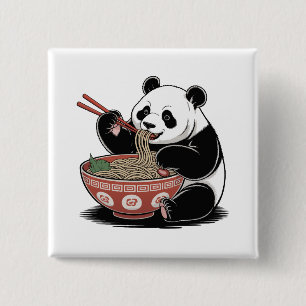 Bóton Quadrado 5.08cm Panda comendo marinheiros japonês estilo ukiyo-e r