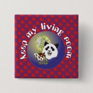 Bóton Quadrado 5.08cm Panda encontro Button
