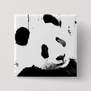 Bóton Quadrado 5.08cm Panda Preta e Branca