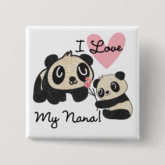 Bóton Quadrado 5.08cm Pandas eu amo minha Nana