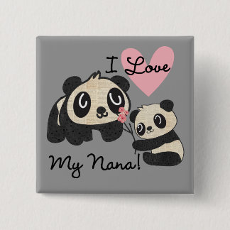 Bóton Quadrado 5.08cm Pandas eu amo minha Nana