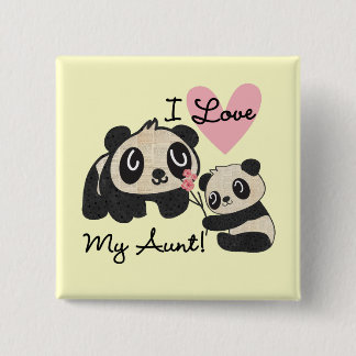 Bóton Quadrado 5.08cm Pandas eu amo minha tia