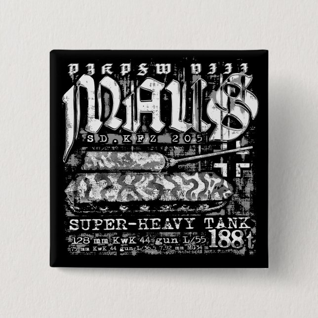 Bóton Quadrado 5.08cm Panzer VIII Maus (Frente)
