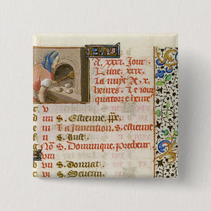 Bóton Quadrado 5.08cm Pão do cozimento, de um livro das horas