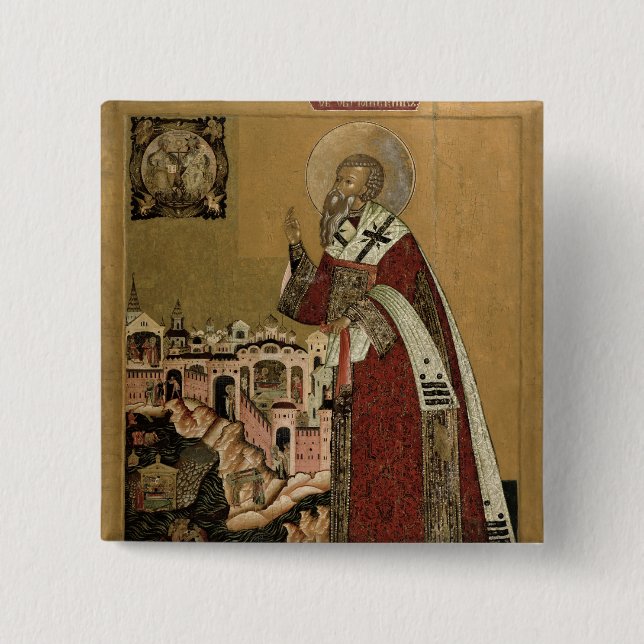 Bóton Quadrado 5.08cm Papa Klemens com cenas de sua vida (Frente)