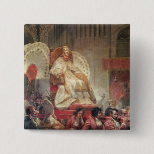 Bóton Quadrado 5.08cm Papa VIII em St Peter no Sedia Gestatoria