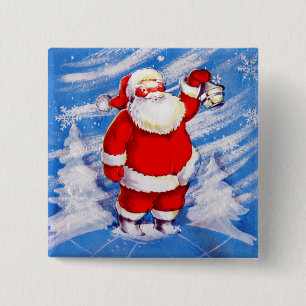 Bóton Quadrado 5.08cm Papai noel do Pólo Norte