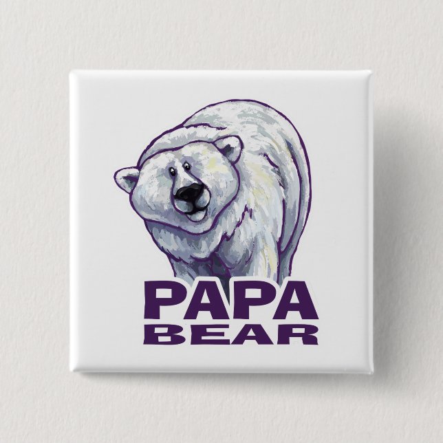 Bóton Quadrado 5.08cm Papai Urso Polar (Frente)
